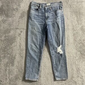 Madewell Jeans Womens 29 The GirlJean Light Wash Blue Denim Distressed‎ Stretch